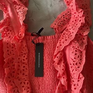 Pink Crop top with ruffles